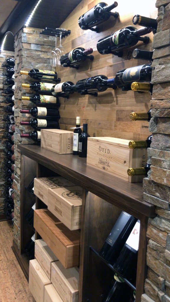 Boxes of wine in the wine cellar