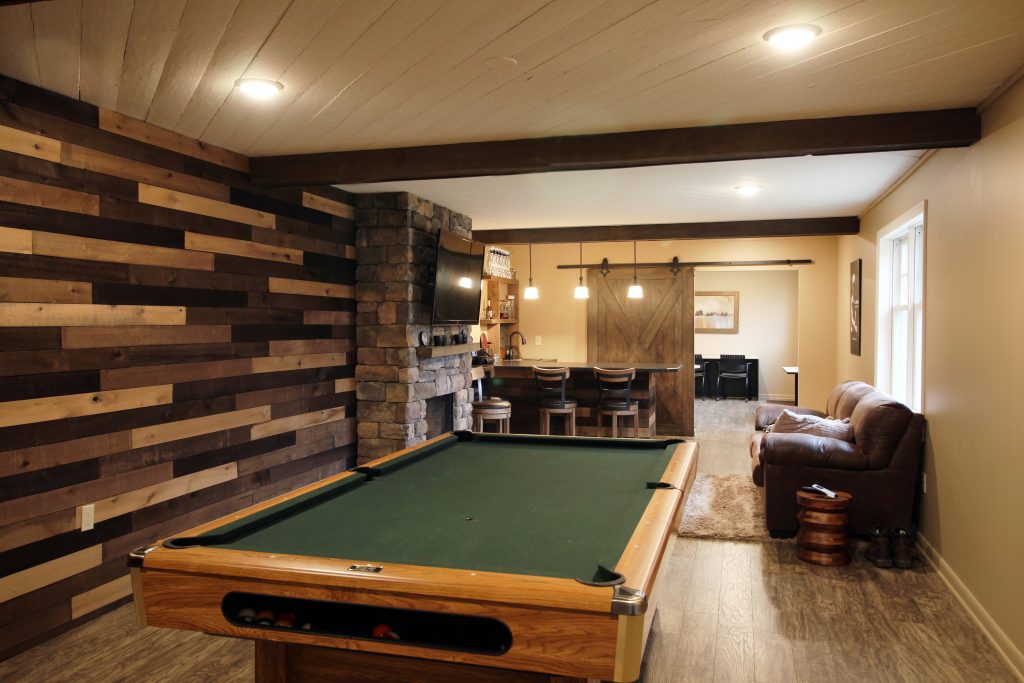 Basement renovation with pool table